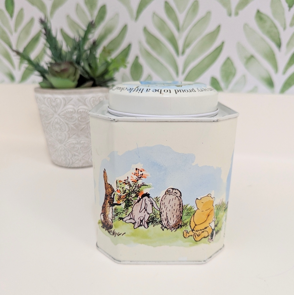 Vtg HTF Winnie The Pooh Christopher Robin Owl Balloon Tigger Octagon Lidded Tin